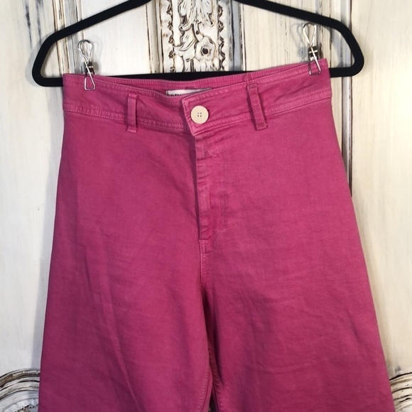 ZARA Pink Denim High Rise Wide Leg Jeans Size 6 - Picture 5 of 11